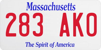 MA license plate 283AK0