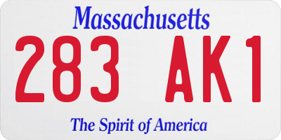 MA license plate 283AK1