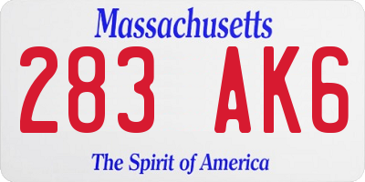MA license plate 283AK6