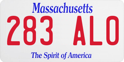 MA license plate 283AL0