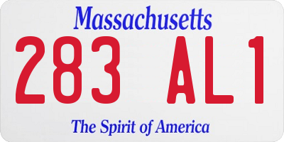 MA license plate 283AL1