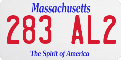 MA license plate 283AL2