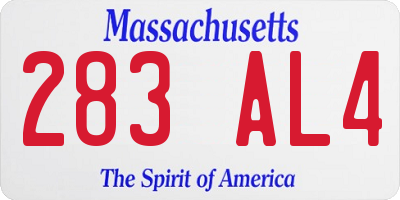 MA license plate 283AL4