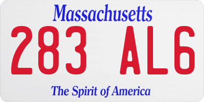 MA license plate 283AL6