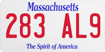 MA license plate 283AL9