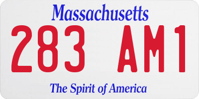 MA license plate 283AM1