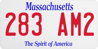 MA license plate 283AM2