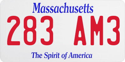 MA license plate 283AM3