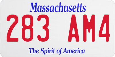 MA license plate 283AM4