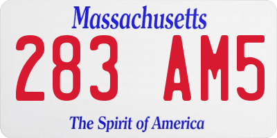 MA license plate 283AM5