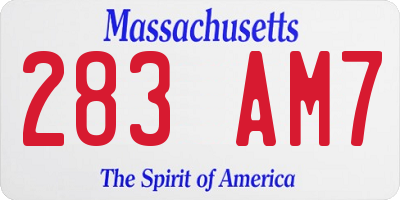 MA license plate 283AM7