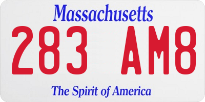 MA license plate 283AM8