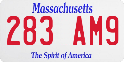 MA license plate 283AM9