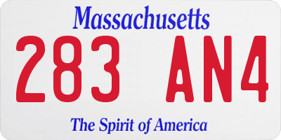 MA license plate 283AN4