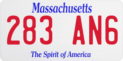 MA license plate 283AN6