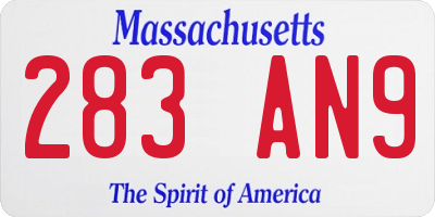 MA license plate 283AN9