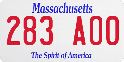 MA license plate 283AO0