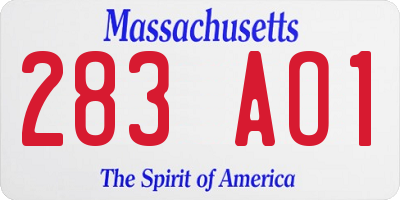 MA license plate 283AO1