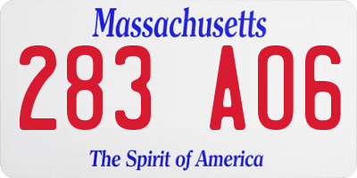 MA license plate 283AO6