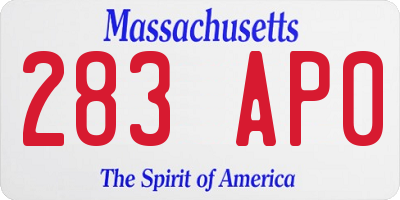 MA license plate 283AP0