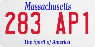 MA license plate 283AP1