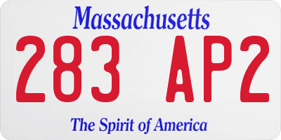 MA license plate 283AP2