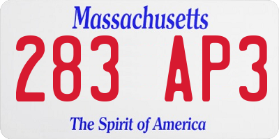 MA license plate 283AP3