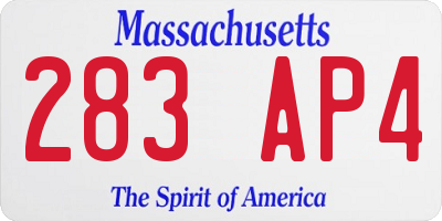 MA license plate 283AP4