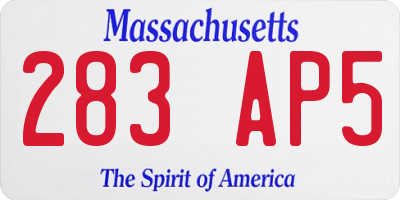 MA license plate 283AP5