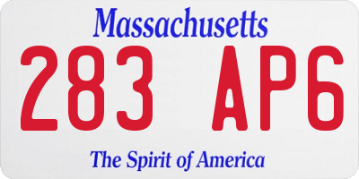 MA license plate 283AP6