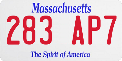 MA license plate 283AP7