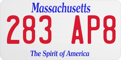 MA license plate 283AP8