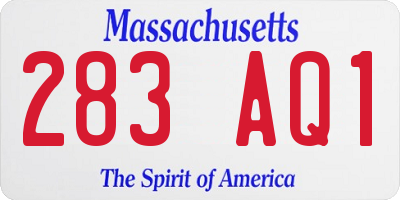MA license plate 283AQ1