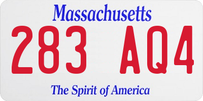 MA license plate 283AQ4