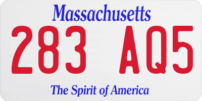 MA license plate 283AQ5