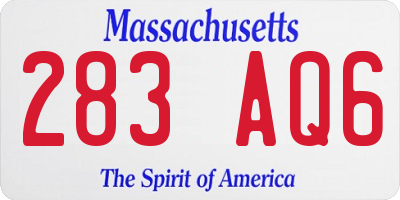 MA license plate 283AQ6
