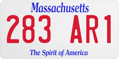 MA license plate 283AR1