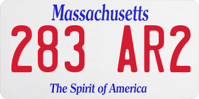 MA license plate 283AR2