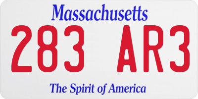 MA license plate 283AR3