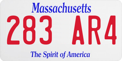 MA license plate 283AR4