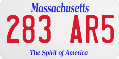 MA license plate 283AR5