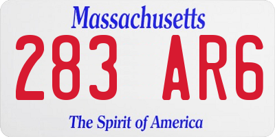 MA license plate 283AR6