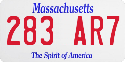 MA license plate 283AR7