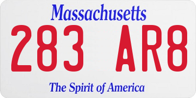 MA license plate 283AR8