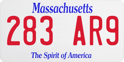 MA license plate 283AR9