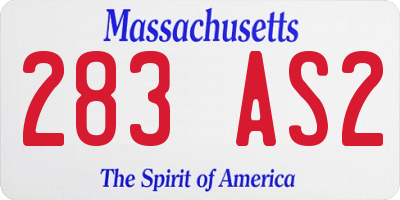 MA license plate 283AS2