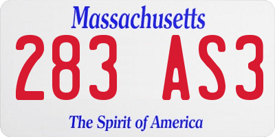 MA license plate 283AS3