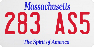MA license plate 283AS5