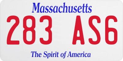 MA license plate 283AS6