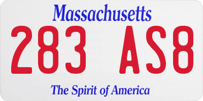 MA license plate 283AS8